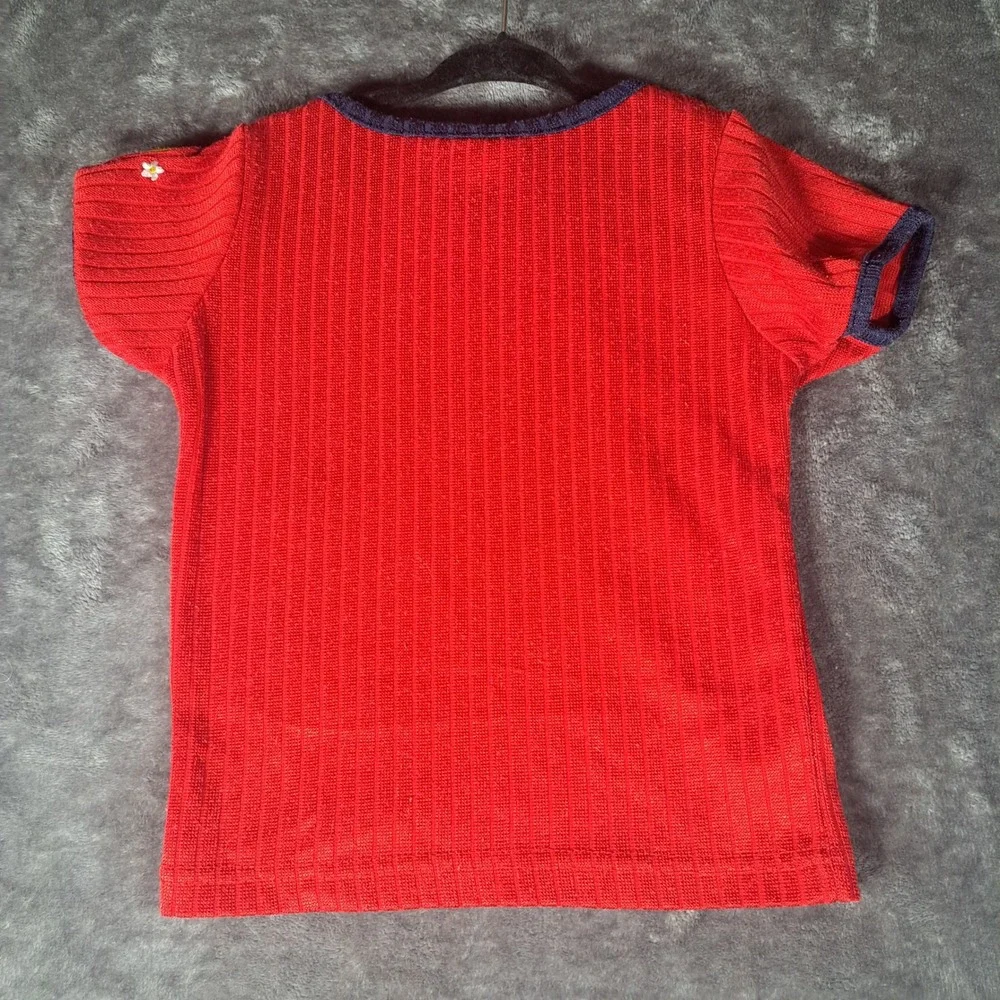 VTG‎ Looney Tunes Tweety Bird Red Ribbed Ringer Shirt Size 4 90s Cartoon Retro